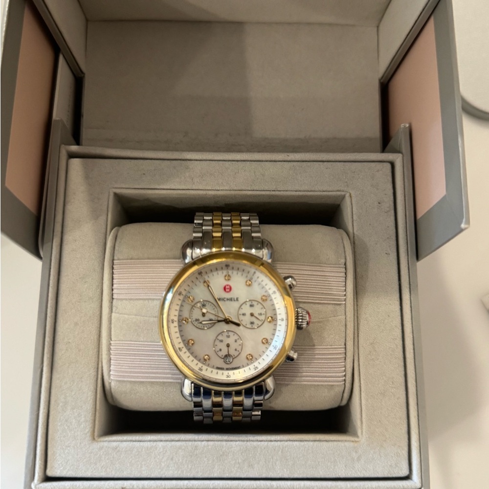 Michele Gold and Silver Chronograph Watch - Picture 2 of 5